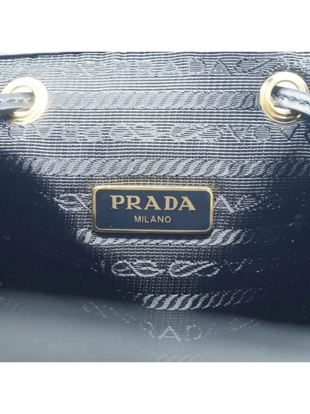 Prada Bucket Backpack Black Gold